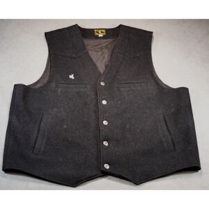 Wyoming Traders Vest Wool Button Up‎ Western Cowboy Black Mens 2XL